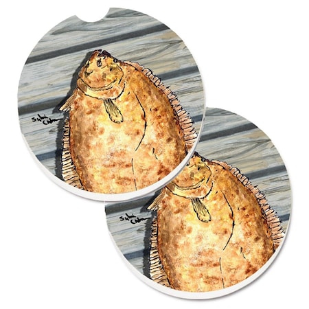 Carolines Treasures Fish Flounder Set of 2 Cup Holder Car Coaster 8495CARC